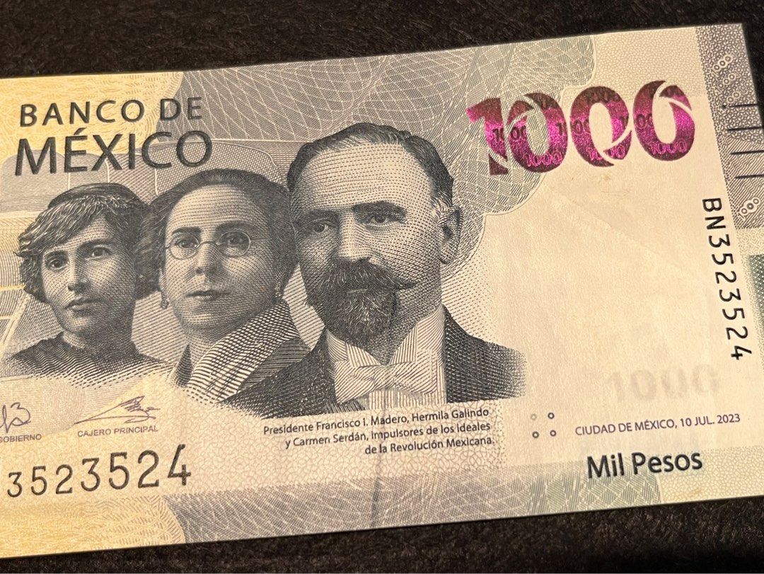 2023年墨西哥1,000 比索紙幣1,000 Mexico Pesos 1,000 MXN, 興趣及遊戲, 收藏品及紀念品, 錢幣-  Carousell