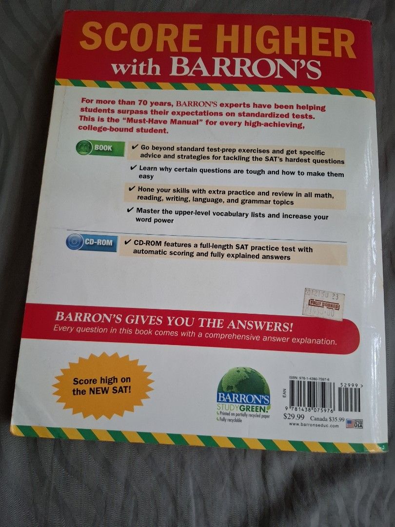 Baron's SAT 1600 reviewer (Category: Textbooks) located in Quezon City. Submitted by cncarousel (Listing ID 1390865987, Image 2). Description: .