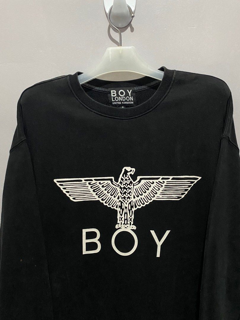 BOY LONDON - black sweatshirt ORIGINAL (Category: Hoodies) located in Manila. Submitted by rheinzpapi (Listing ID 1390856964, Image 2). Description: SLIGHTLY USED YOU CAN SEE THE minimal stains sa sleeve nya Kaya mura na lang .