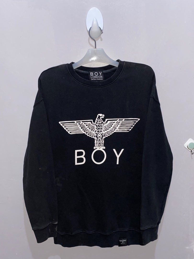 BOY LONDON - black sweatshirt ORIGINAL (Category: Hoodies) located in Manila. Submitted by rheinzpapi (Listing ID 1390856964, Image 1). Description: SLIGHTLY USED YOU CAN SEE THE minimal stains sa sleeve nya Kaya mura na lang .