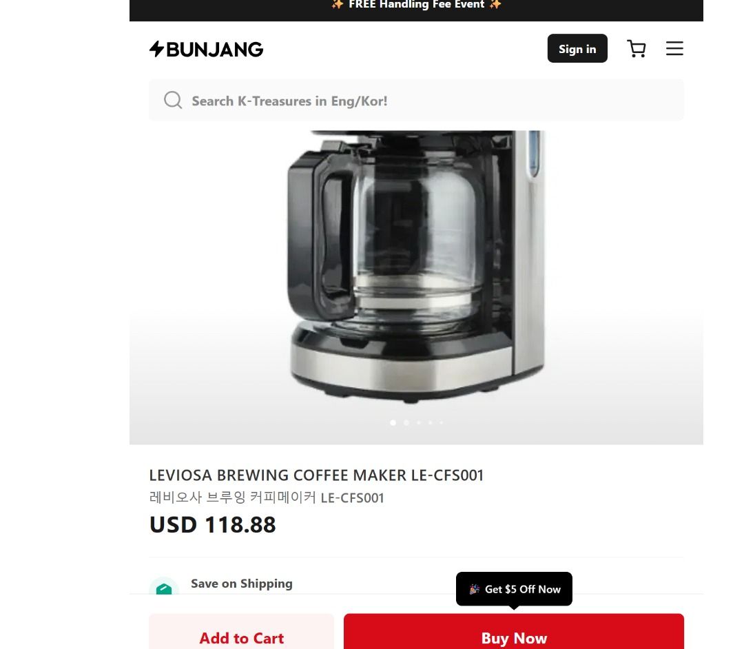 Coffee Maker (Category: Coffee & Tea Tableware) located in Quezon City. Submitted by aloiseee (Listing ID 1390883631, Image 2). Description: Brand New and Sealed Below SRP PM!! MOP: Gcash Loc: Welcome Rotonda, SM North.