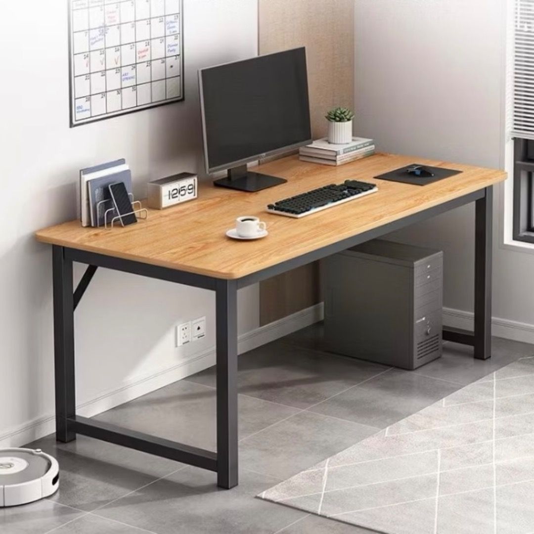 Compact Wood Computer Table | Sturdy Steel Frame Table | Small Home ...