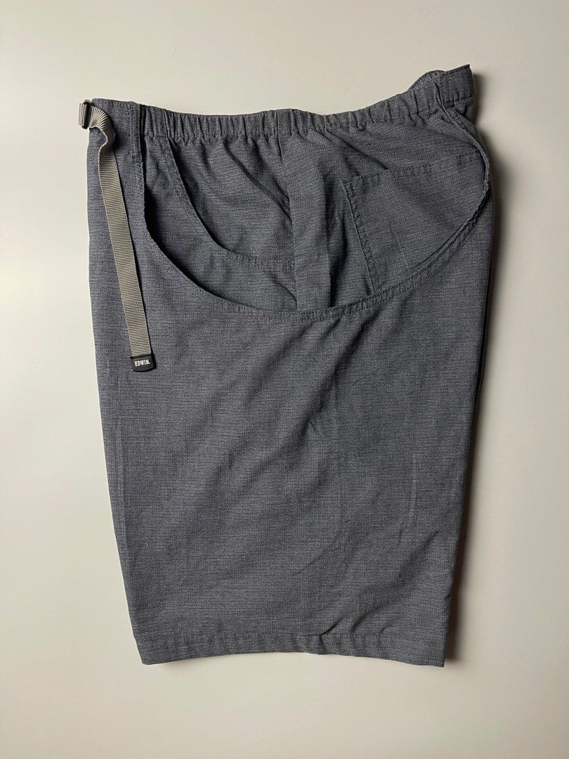 Edwin Sarouel Shorts (Category: Shorts) located in Quezon City. Submitted by 1106_collective (Listing ID 1390845421, Image 3). Description: tagged size:2L dimensions waistline:34starting waistline (free size) with adjustable waist with elastic and waving belt length:24 thigh:16 hem:14 condition:9.5/10 material:73% polyester,27% cotton, flawless.