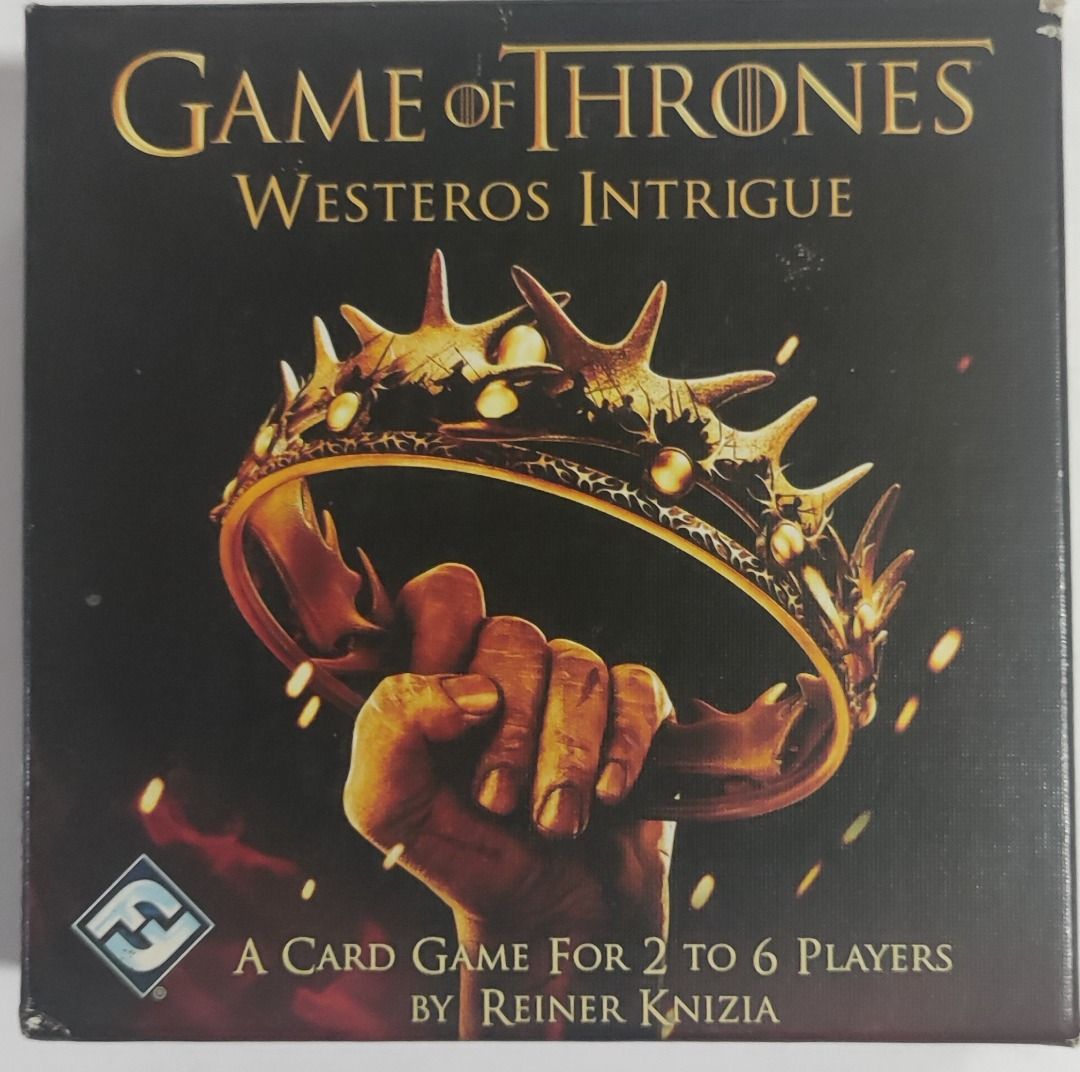 Game of Thrones:Westeros Intrigue (Category: Board Games & Puzzles) located in Quezon City. Submitted by boardgamebazaarph (Listing ID 1390830393, Image 1). Description: ** Market Price: $10 (around Php 570) ** Played Twice Game of Thrones: Westeros Intrigue is a fast-paced game of cards and intrigue at court, created by renowned game designer Reiner Knizia. Every game is played over a series of rounds, as you and your opponents play character ca
