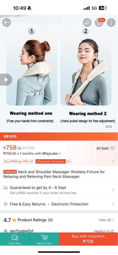 Neck Massager (Category: Massage Devices) located in Alfonso. Submitted by kr1stoffer (Listing ID 1390839637, Image 2). Description: Neck Massager Original price 750 400 na lang Once lang nagamit No issue Location: Pembo Taguig.