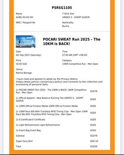 Race bib For Sale Carousell Singapore