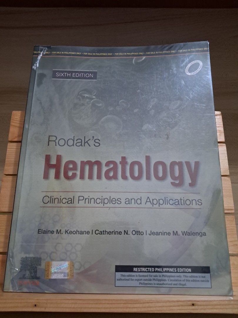 Rodak’s Hematology 6th Edition (Category: Textbooks) located in Bacoor. Submitted by white_beauty (Listing ID 1390960858, Image 1). Description: Original With plastic cover, highlights, and few pages unattached to the book rfs: decluttering.