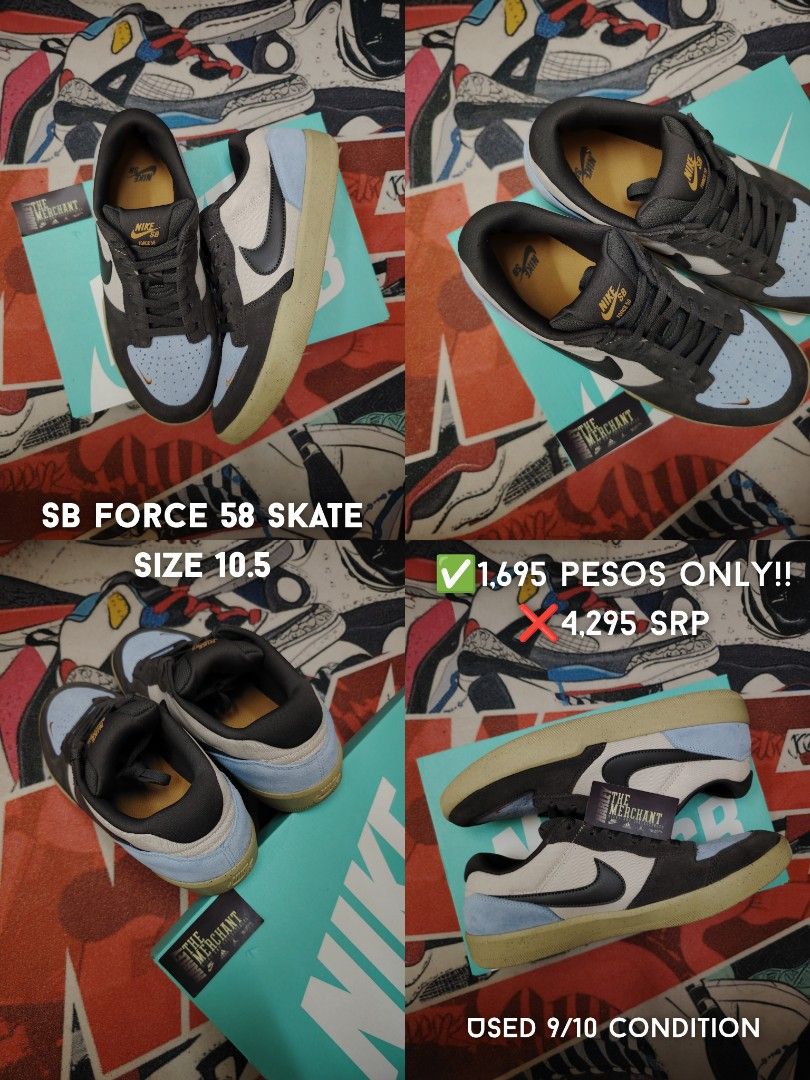 SB Nike Force 58 Skate Size 10.5 (Category: Sneakers) located in Marikina City. Submitted by tm_harley (Listing ID 1390815754, Image 1). Description: 🚨Nike SB Force 58 Skate Size 10.5 Men's ✅1,695 pesos only!! ❌4,295 SRP USED PAIR (9 / 10 CONDITION) Send a DM for inquiries 📩 FB: Harley Villa FB Page: The Merchant - Kicks and Collectibles 📌Marikina City Location.