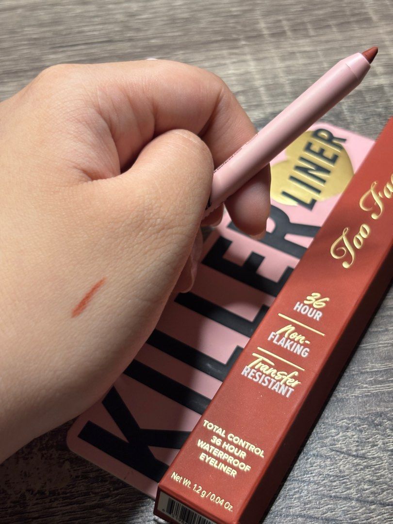 TOO FACED killer liner (killer gingerbread) (Category: Makeup) located in Ozamiz City. Submitted by franchingkang (Listing ID 1390910543, Image 2). Description: SWATCHED ❗️ negotiable 📍mindanao but can ship can be used as a lip liner rfs: not my shade.