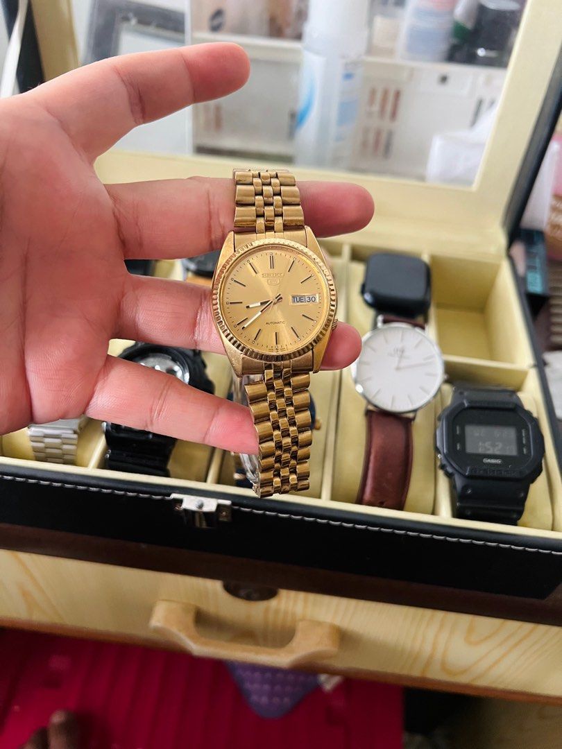 slim fit dress slacks Seiko SGF206 Men's Dress Yellow Gold Plated Stainless Steel Watch