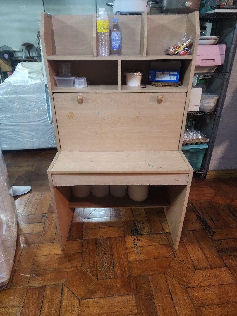 Wood Study Table (Category: Tables & Sets) located in Manila. Submitted by takeruraiko (Listing ID 1390820712, Image 2). Description: Negotiable approx. LxWxH 24x32x55 Delivery only. To be shouldered by buyer. Can give discount if buying together with other furniture. Heavily used Feel free to message for more details.