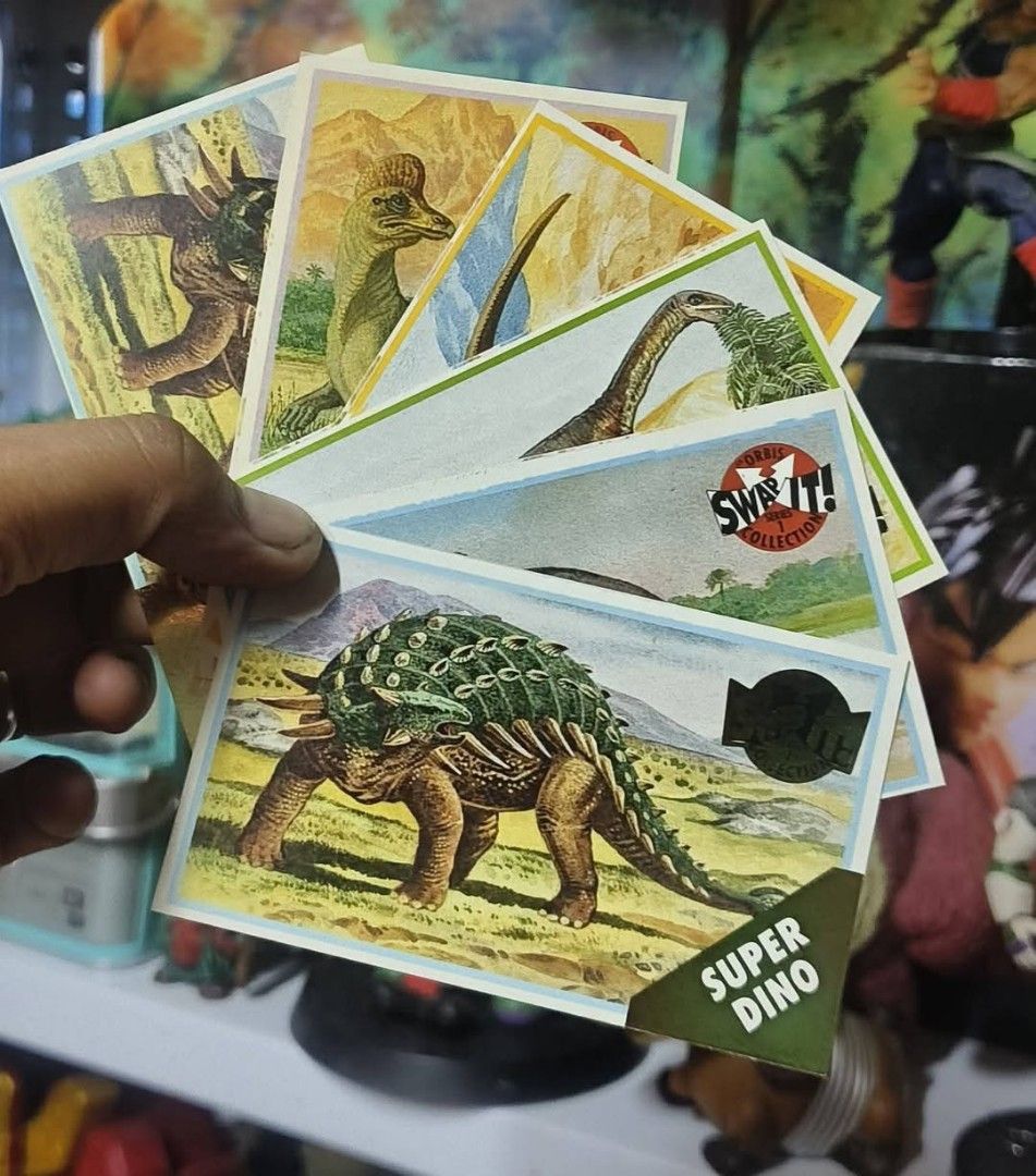 1993 swap it dino card (Category: Raw Singles) located in Pasig City. Submitted by Rona_Alea (Listing ID 1390964194, Image 2). Description: 150 per pack consist 6pcs per 1pack brand new but oldstock 90's memorabilia.