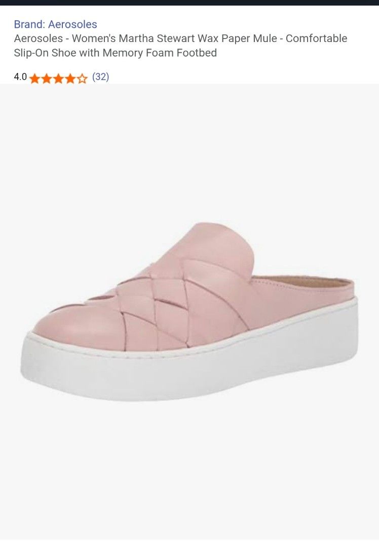 Aerosoles Martha Stewart Wax Paper Mule – Slip-On Shoe w/ Memory Foam Footbed (Pink) (Category: Sneakers) located in Mandaluyong City. Submitted by peachessa (Listing ID 1391072108, Image 1). Description: ✨ Very well used but still wearable 👡 Size: US 6M / EU 36 🦶 Suitable for wide-footed gals (I’m usually EU 38, but this pair fits me well) 📦 Comes in original box ☁️ Comfortable slip-on design with memory foam footbed Reason for selling: Declu