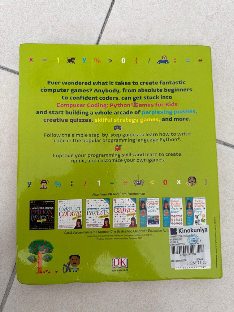 Computer Coding PYTHON GAMES for Kids (Category: Children's Books) located in Seremban. Submitted by chua0324 (Listing ID 1391013537, Image 2). Description: Condition: 9.5/10 🌟 .