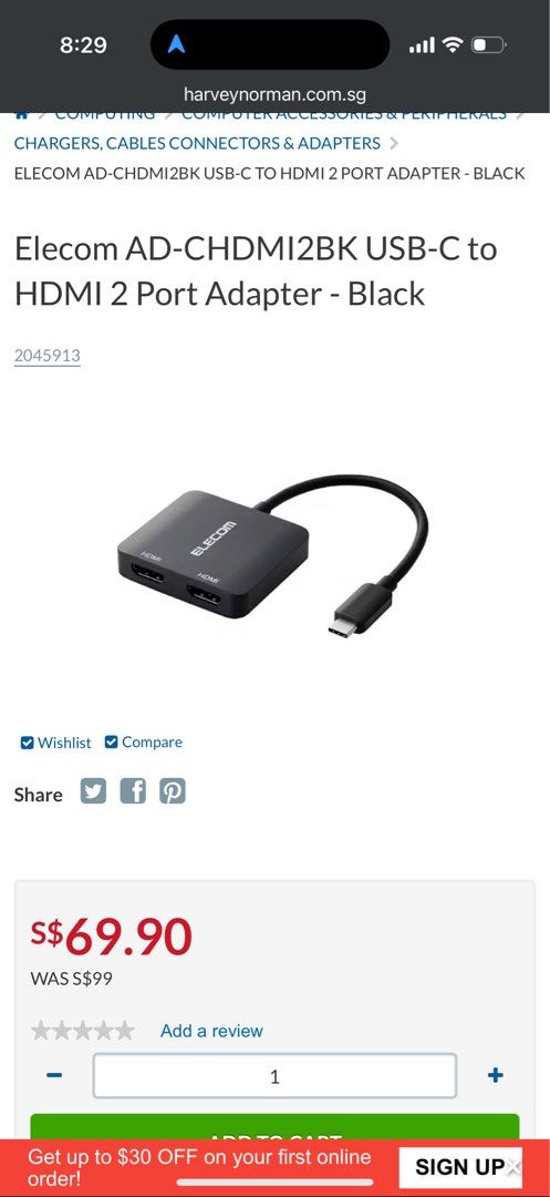 ELECOM HDMI Adapter - Split Screen (Category: Cables & Adaptors) located in Singapore. Submitted by petitfours (Listing ID 1391129455, Image 2). Description: - ELECOM HDMI adapter - Features two HDMI ports - Compact and easy to use - Connect multiple devices to one display - For split screen - In good condition.