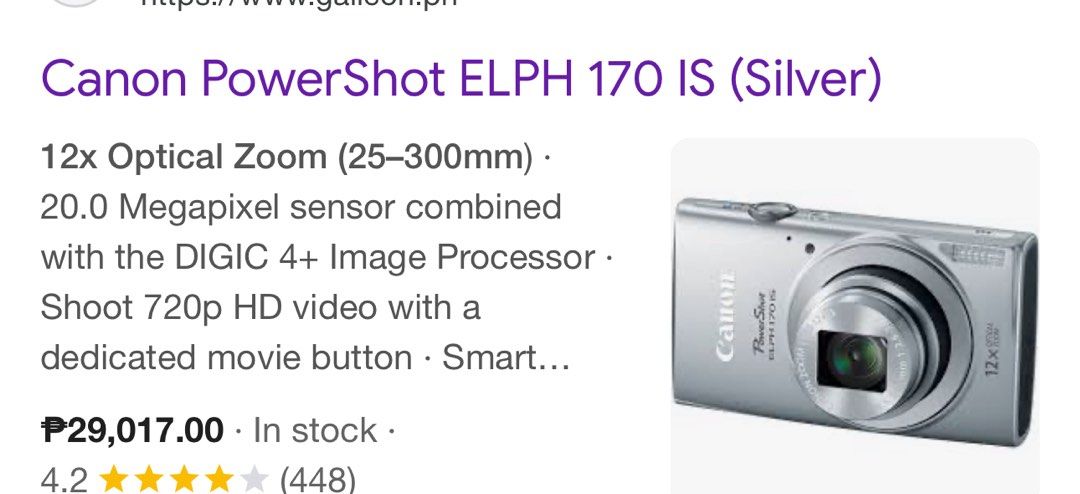 For Repair: Canon Powershot ELPH 170IS (Category: Cameras) located in Las Pinas. Submitted by aesthetic.pieces (Listing ID 1391084618, Image 3). Description: Lens error issue and some gasgas kayo na magparepair.