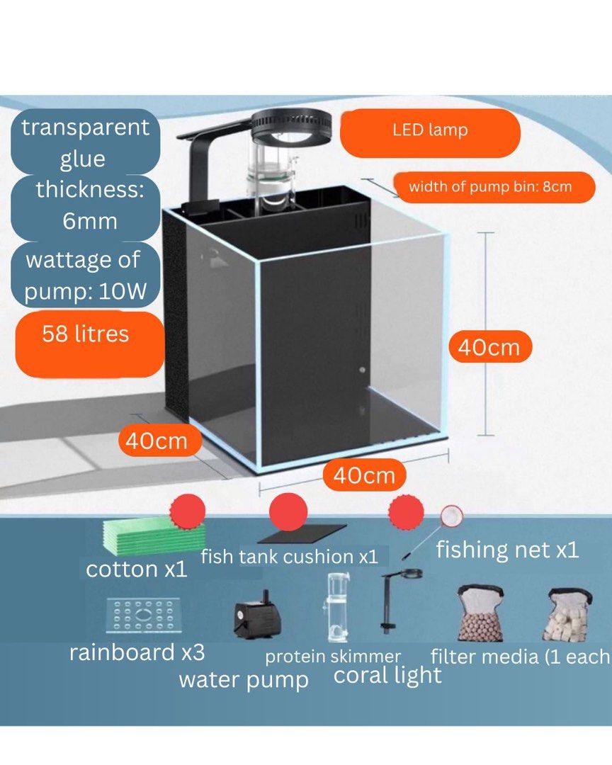 [Full Kit] 40cm Cube Reef Tank/ Marine Tank/ Fish Tank/ Aquarium ...