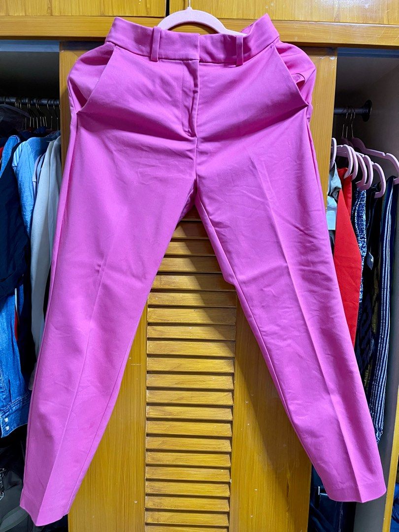H&M High Waist Trousers (Category: Other Bottoms) located in Davao. Submitted by mumsue (Listing ID 1391135159, Image 1). Description: Barely used; doesn’t fit anymore Color: hot pink Garterized high waist; slim/tapered fit; ankle length.
