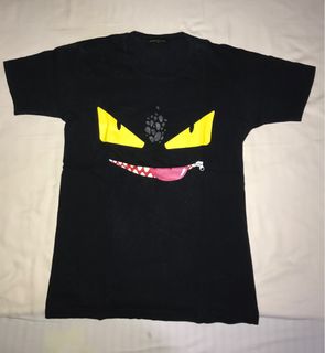 Authentic Fendi Fendi Monster Zip T Shirt Fendi FF Logo T-Shirt