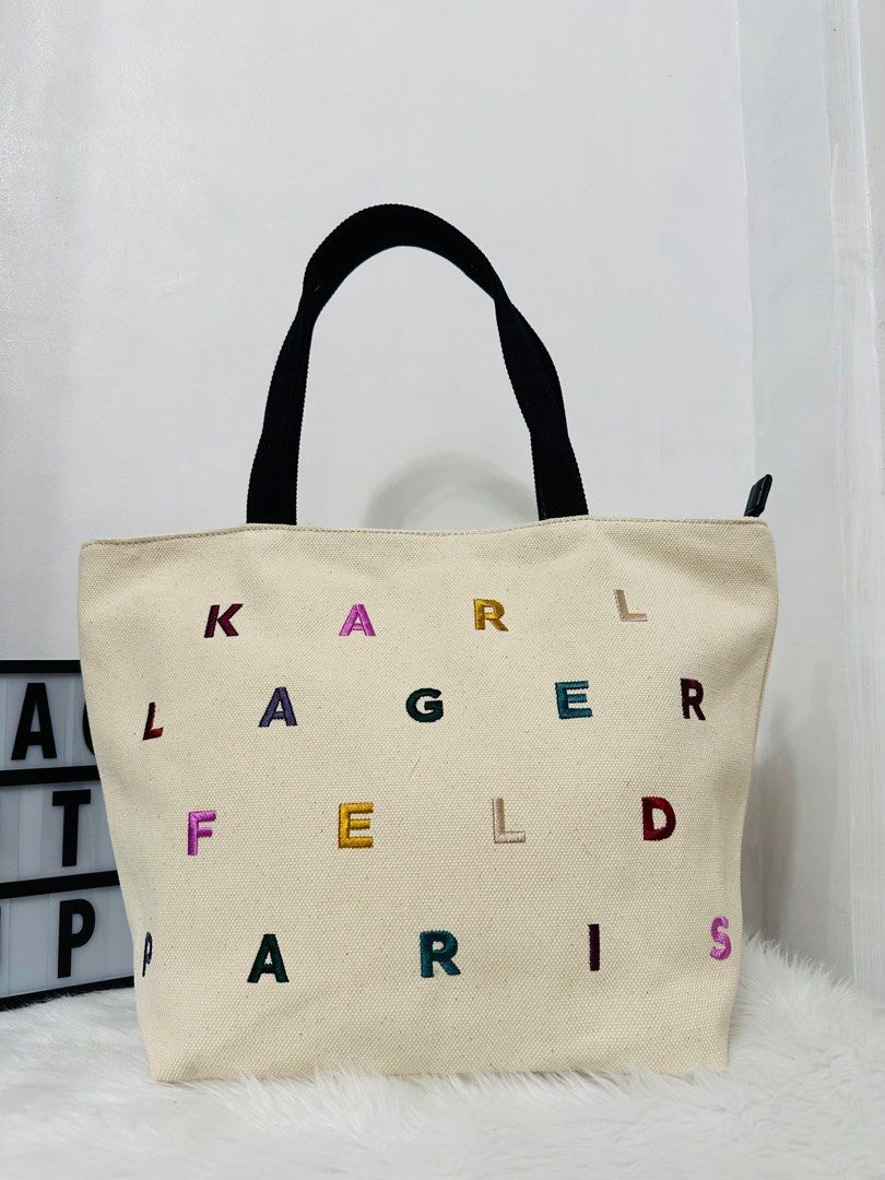 Karl Lagerfeld Cannes Canvas Tote Bag Multi (Category: Tote Bags) located in Porac. Submitted by bagitupshopph (Listing ID 1391000034, Image 1). Description: 💯 Authentic from 🇺🇸 Brand new with tag Karl Lagerfeld Cannes Canvas Tote Bag Multi Made with Thick Canvas, superp quality mga besh!.