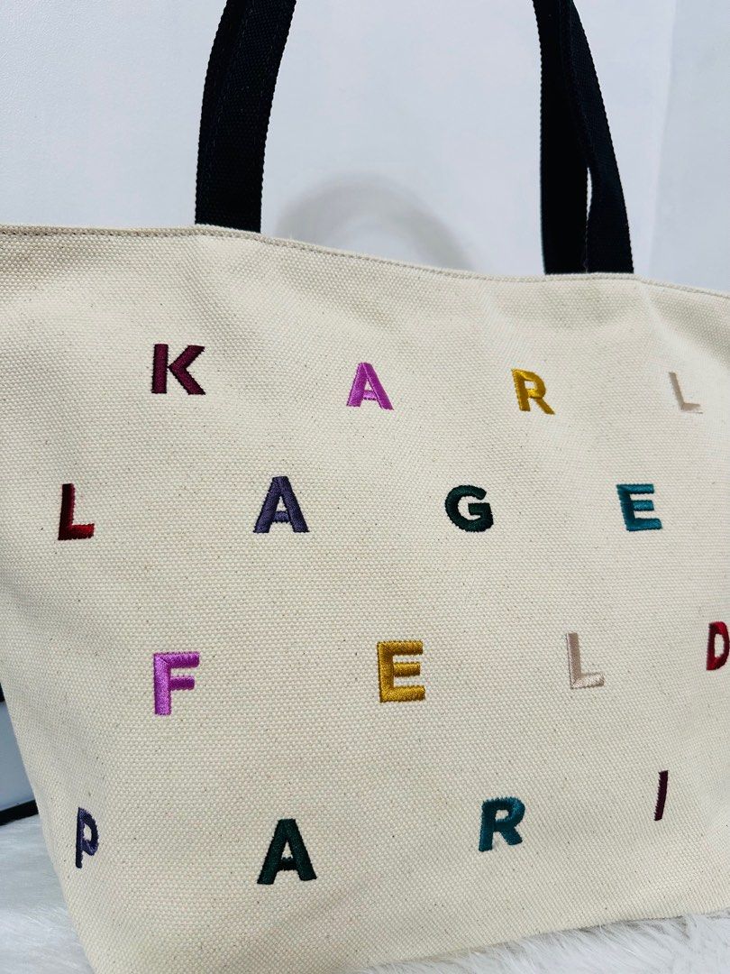 Karl Lagerfeld Cannes Canvas Tote Bag Multi (Category: Tote Bags) located in Porac. Submitted by bagitupshopph (Listing ID 1391000034, Image 2). Description: 💯 Authentic from 🇺🇸 Brand new with tag Karl Lagerfeld Cannes Canvas Tote Bag Multi Made with Thick Canvas, superp quality mga besh!.