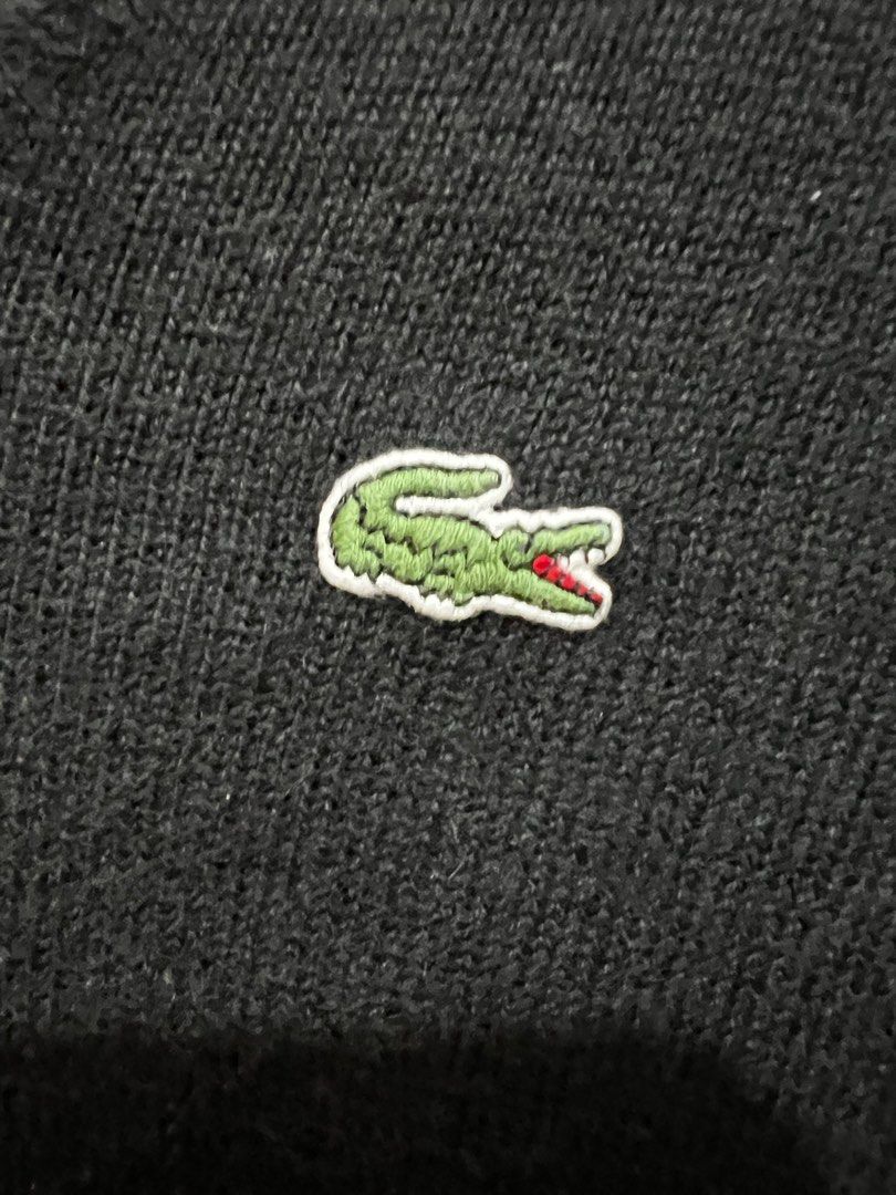 Lacoste knit sweater (Category: Babies & Kids Fashion) located in Quezon City. Submitted by deviljin17 (Listing ID 1390993345, Image 3). Description: Lacoste knit sweater Size 6 on tag 15” x 22”.