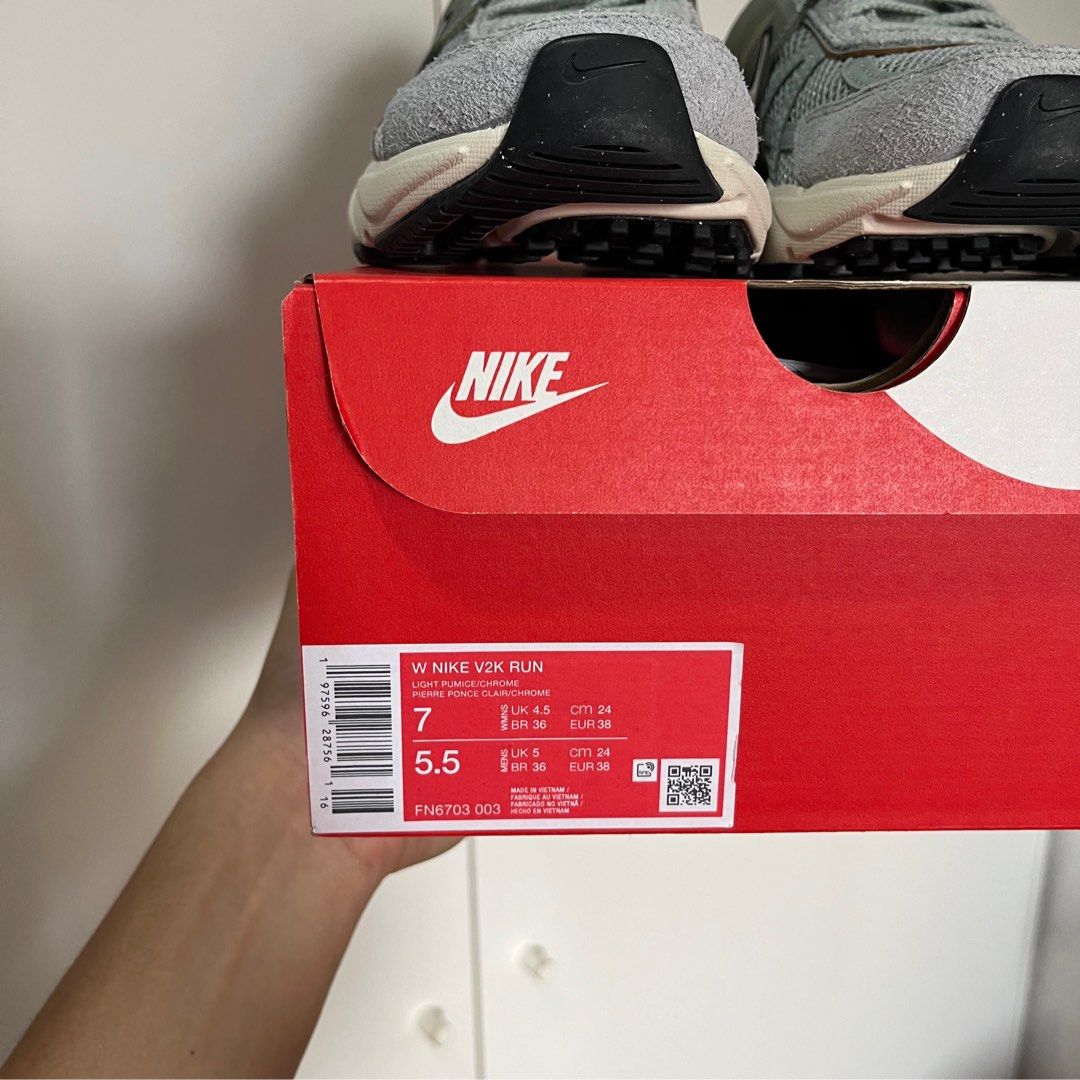 Nike V2K Run Light Pumice 7W (Category: Sneakers) located in Taguig. Submitted by new.blockvintage (Listing ID 1391126224, Image 2). Description: Nike V2K Run Light Pumice - ₱4,400 7 W / 5.5 M (2 pairs) Bnew with og box Purchase from Japan Taguig Area.