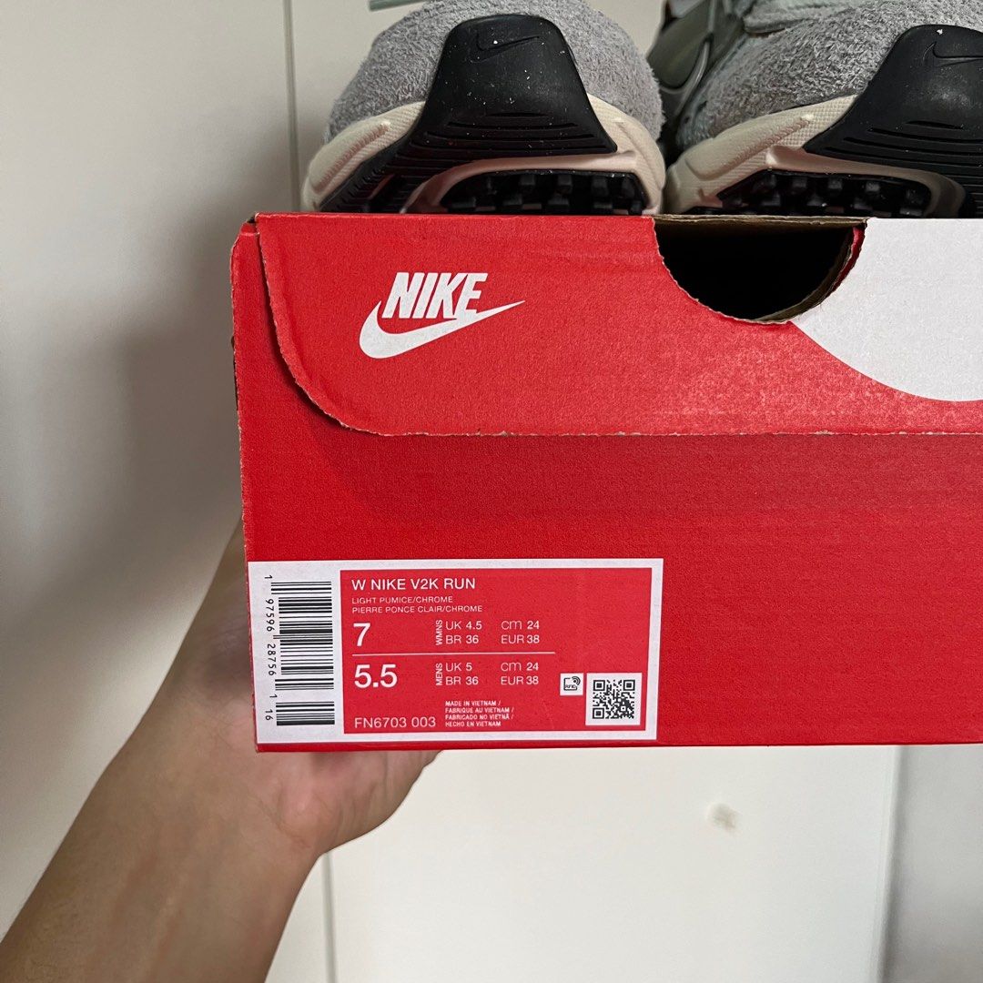 Nike V2K Run Light Pumice 7W (Category: Sneakers) located in Taguig. Submitted by new.blockvintage (Listing ID 1391126224, Image 3). Description: Nike V2K Run Light Pumice - ₱4,400 7 W / 5.5 M (2 pairs) Bnew with og box Purchase from Japan Taguig Area.