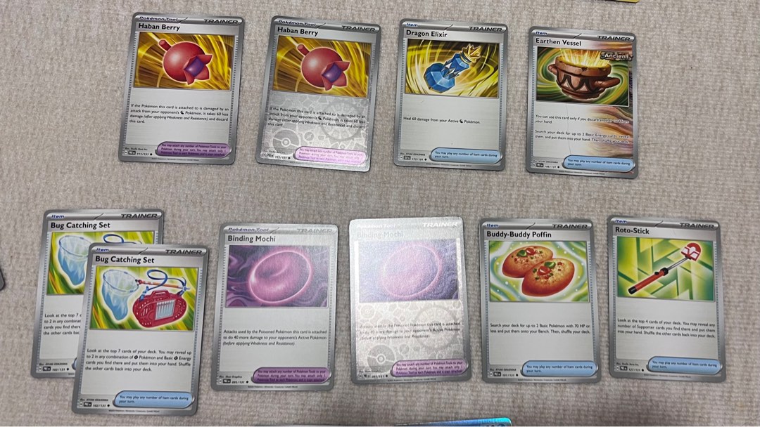 Playables Pokemon Cards - Haban Berry/ Dragon Elixir/ Earthen Vessel ...