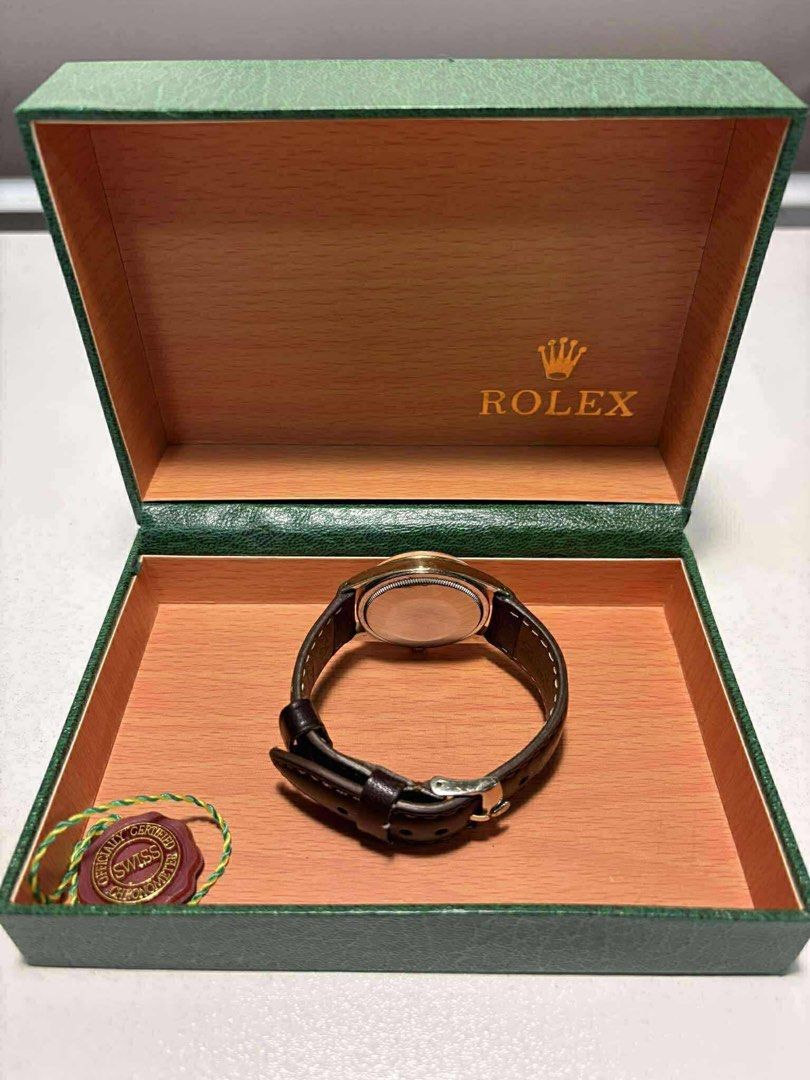 rolex oyster perpetual (Category: Luxury Watches) located in Cabanatuan. Submitted by albertgonzales27 (Listing ID 1391119384, Image 2). Description: Rolex Oyster Perpetual Ref: 1025 Size: 34mm 1961 Production Year Gold capped Accurate time Original Rolex Acrylic Crystal & Buckle Inclusion: Watch, Box and Tag 135,000 only.
