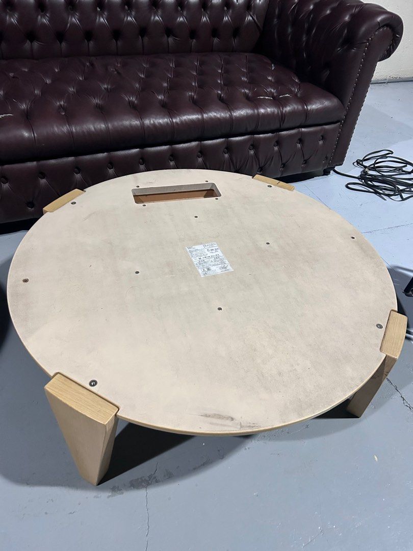 JAPAN SURPLUS ROUND WOOD CENTER TABLE (Category: Tables & Sets) located in Angono. Submitted by greentagph (Listing ID 1390350291, Image 2). Description: JAPAN SURPLUS ROUND WOOD CENTER TABLE Dimension: 100cm Height: 33cm .