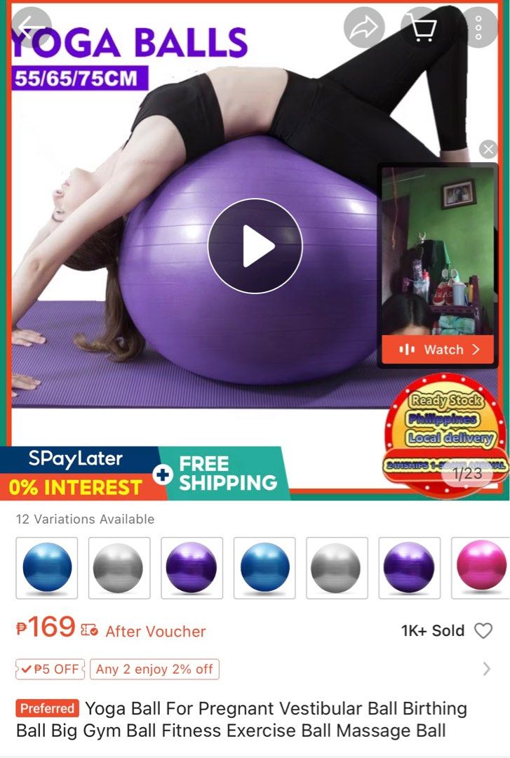 Yoga Ball (Category: Racket and Ball Sports) located in Quezon City. Submitted by gapd_authentic (Listing ID 1391021282, Image 3). Description: Brand new never been used selling for only 120 pesos. OP 169.
