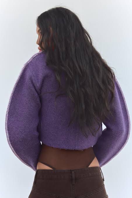 Zara High Neck Knit Jacket (Dark Purple) (Category: Coats, Jackets and Outerwear) located in Quezon City. Submitted by treasurededit (Listing ID 1391018185, Image 3). Description: Used once.