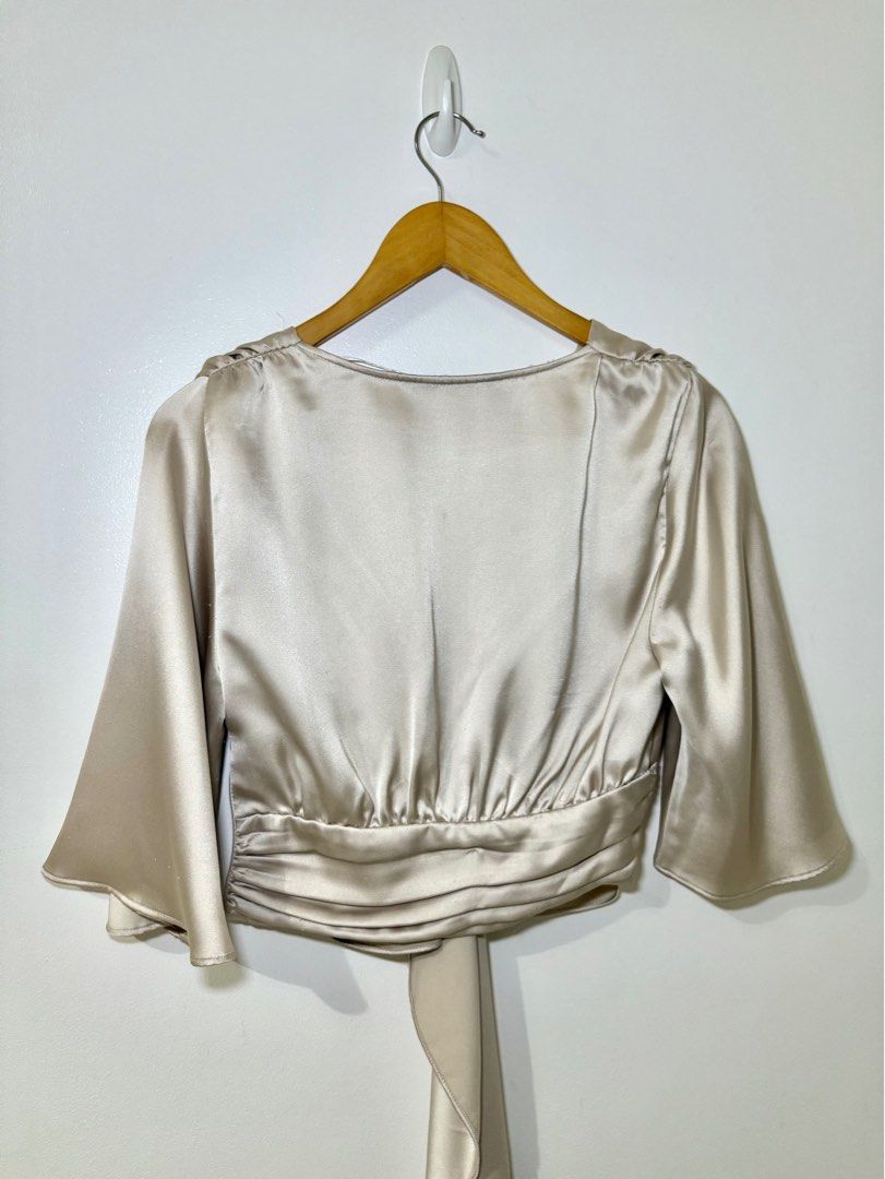 Zara Silk Drape Nude Top (Category: Longsleeves) located in Makati City. Submitted by bellestylespace (Listing ID 1391107643, Image 3). Description: Small Used a few times only MOP: BPI/BDO.