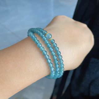 天然A貨翡翠冰藍純淨老種項鍊手串64221337161091110