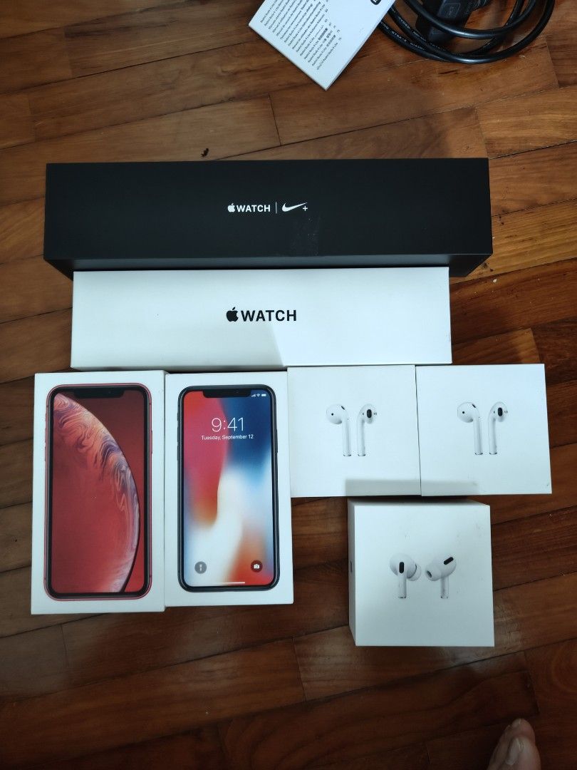 Apple Empty Boxes (Category: Storage Boxes & Baskets) located in Singapore. Submitted by crib_of_good_deals (Listing ID 1391191547, Image 1). Description: Empty Apple Box for grabs. Apple Watch x Nike Apple Watch iPhone XR Red iPhone X Airpods Airpods Pro $5/each .