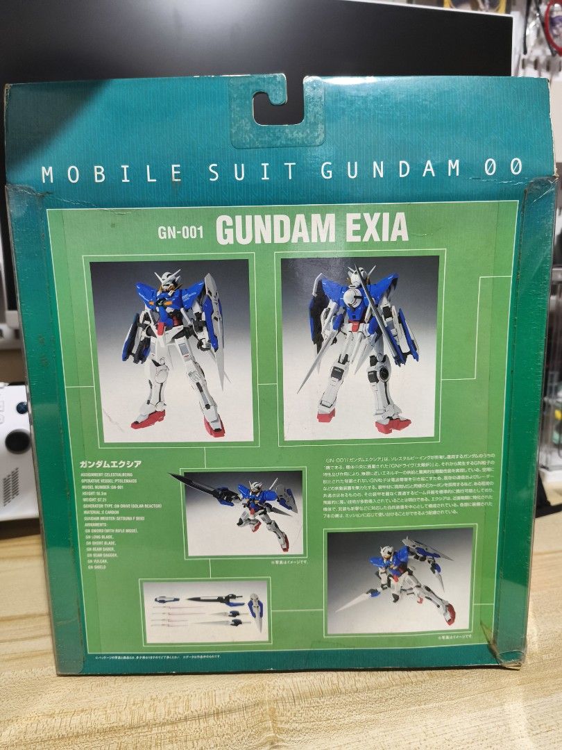 Bandai Fix Figuration Gundam Exia (Category: Gundam & Model Kits) located in Pasig City. Submitted by nijigaku (Listing ID 1391325236, Image 2). Description: Complete in box, with all accessories, displayed years ago but was stored in the box afterwards. No notable issues aside from the joints being loose, and a few paint blemishes due to age. The box also shows signs of age. Setsuna F. Seiei and Graham Aker approved figure, get one now and becom