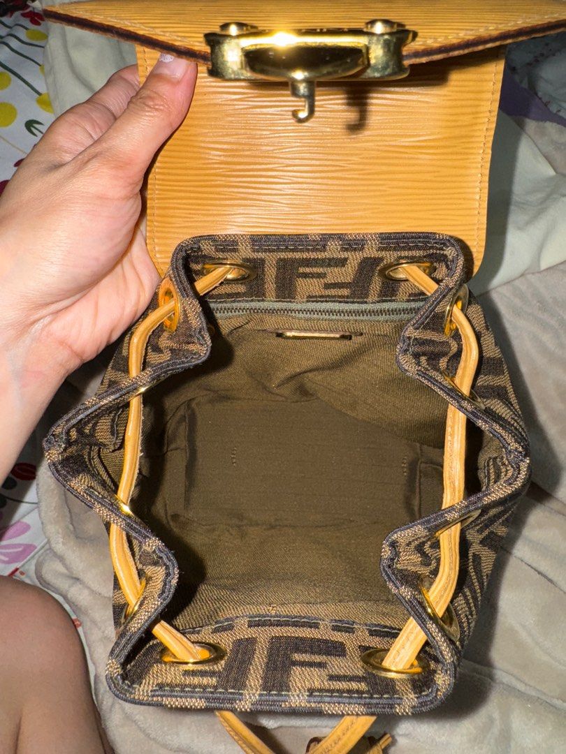 Fendi Backpack (Category: Luxury Bags & Wallets) located in Makati City. Submitted by everything.peachy (Listing ID 1390580504, Image 3). Description: Authentic Fendi Zucca Pattern Epi Leather Canvas Backpack - Bought in Japan - with dustbag - with Entrupy .