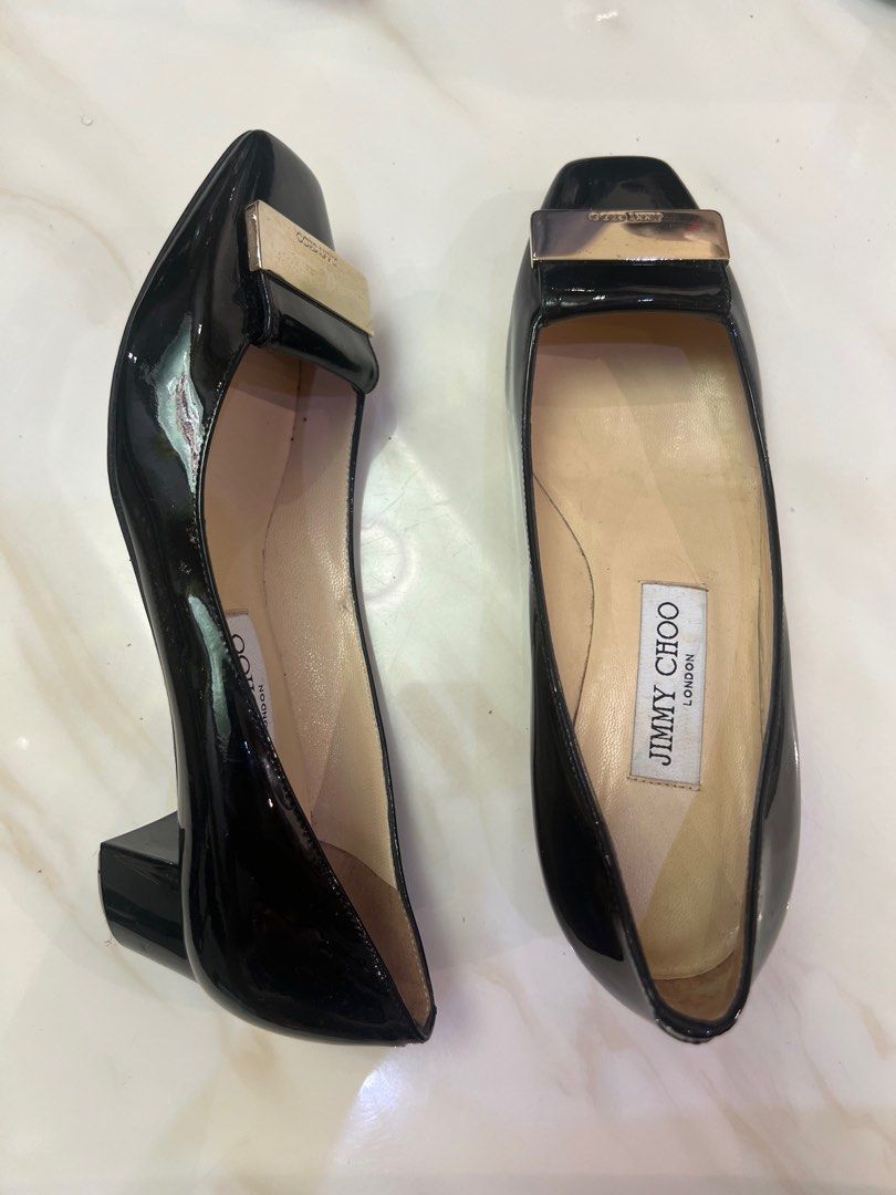 Jimmy Choo Black Patent Square Toe Pumps (Category: Heels) located in Manila. Submitted by jnzz__ (Listing ID 1391286641, Image 3). Description: Jimmy Choo Black Patent Square Toe Pumps - Lightly used - Has flaws (See last pic for reference) - Size 36 1/2 - Authentic PM if interested. Thank you!.