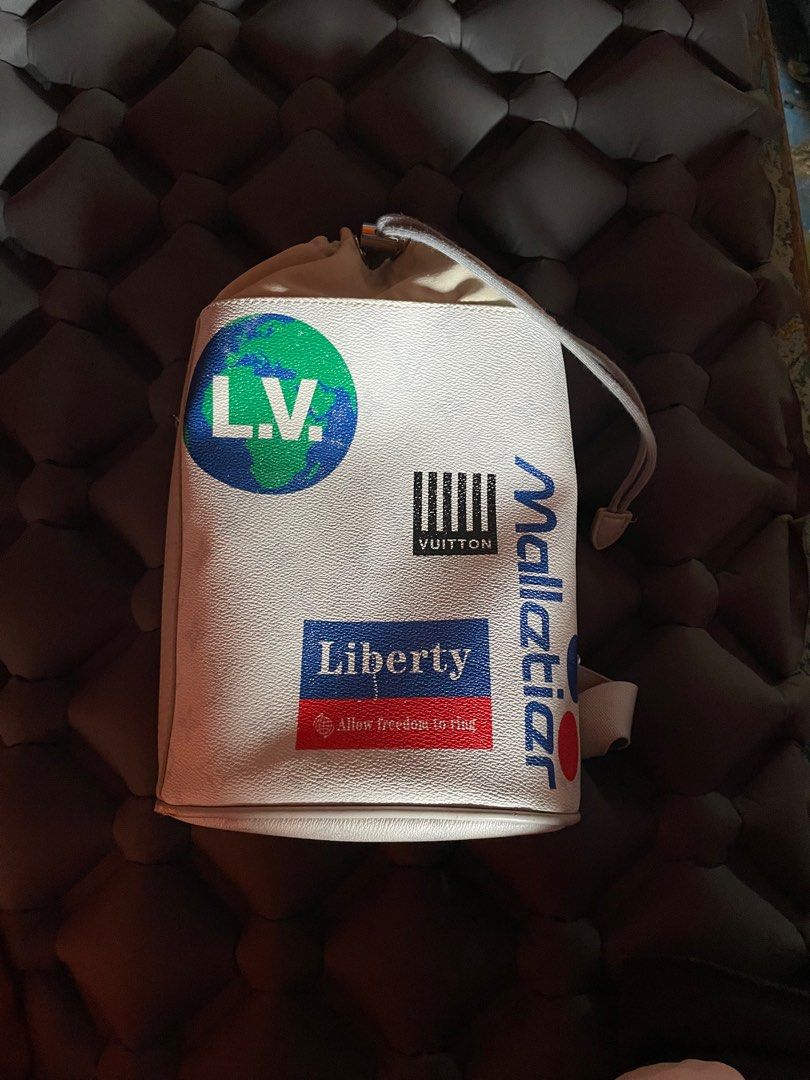 LOUIS VUITTON Chalk Backpack Monogram White LV Logo Print (Category: Luxury Bags & Wallets) located in Bocaue. Submitted by mosthighcollective (Listing ID 1391223824, Image 2). Description: LOUIS VUITTON Chalk Backpack Monogram White LV Logo Print This is a Louis Vuitton Chalk Sling Bag, specifically a limited edition version featuring a “Logo Story” Monogram Canvas Excellent condition Issue: sign of usage 4000 only Dm me to avail🫡 .