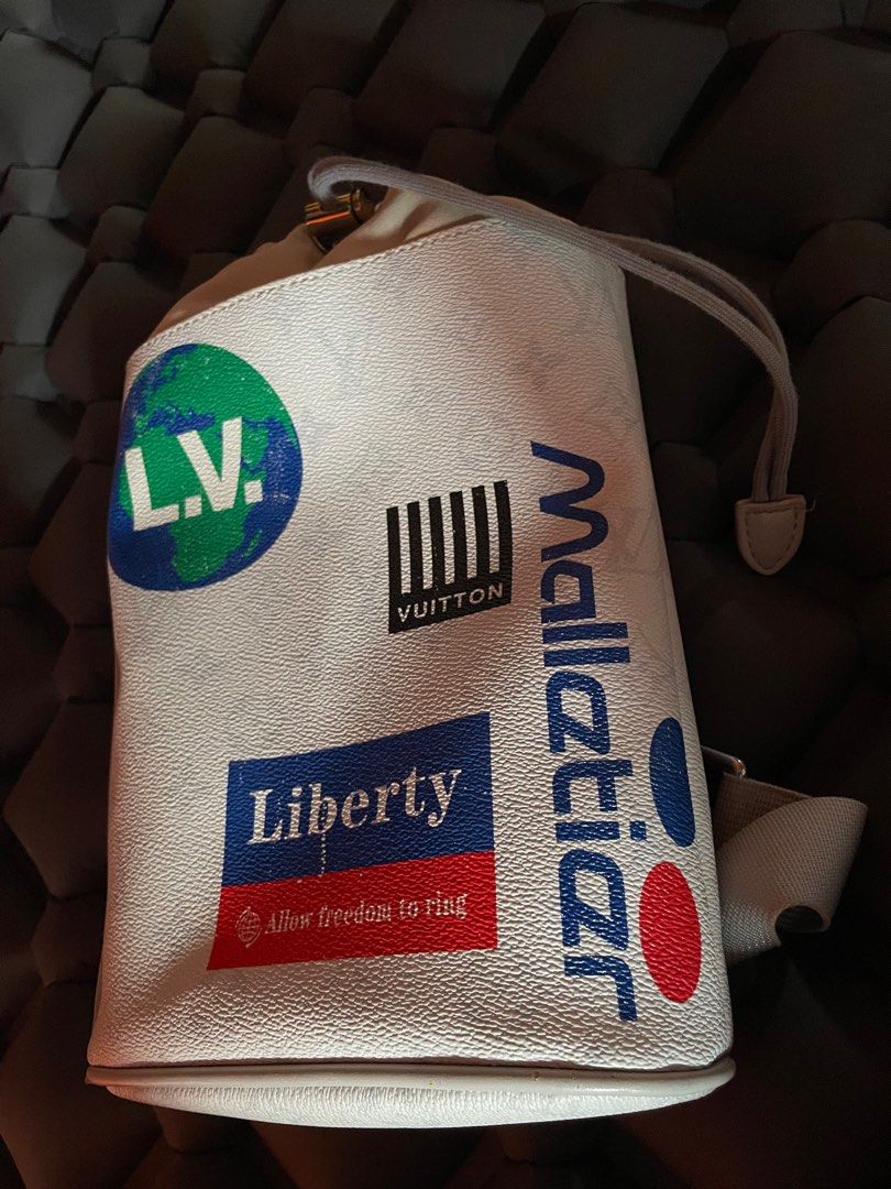 LOUIS VUITTON Chalk Backpack Monogram White LV Logo Print (Category: Luxury Bags & Wallets) located in Bocaue. Submitted by mosthighcollective (Listing ID 1391223824, Image 3). Description: LOUIS VUITTON Chalk Backpack Monogram White LV Logo Print This is a Louis Vuitton Chalk Sling Bag, specifically a limited edition version featuring a “Logo Story” Monogram Canvas Excellent condition Issue: sign of usage 4000 only Dm me to avail🫡 .