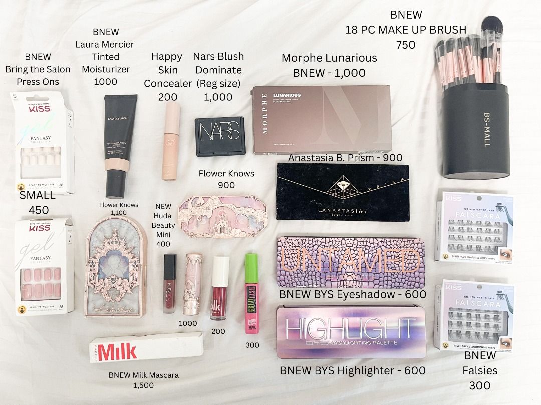 Make up for sale (Category: Makeup) located in Quezon City. Submitted by kamotecutee (Listing ID 1391209921, Image 1). Description: ✨ Brand New Items 1. Morphe Lunarious — ₱1,000 2. Laura Mercier Tinted Moisturizer 1 — ₱1,000 SRP: PHP 3,000+ Laura Mercier Tinted Moisturizer Oil Free Natural Skin Perfector Porcelein 1w1 3. Kiss Fantasy Collection Press Ons – Mauve (Small) — ₱450 4. Kiss Fantasy Collection Press Ons – White (Small) — ₱450 5. Huda B