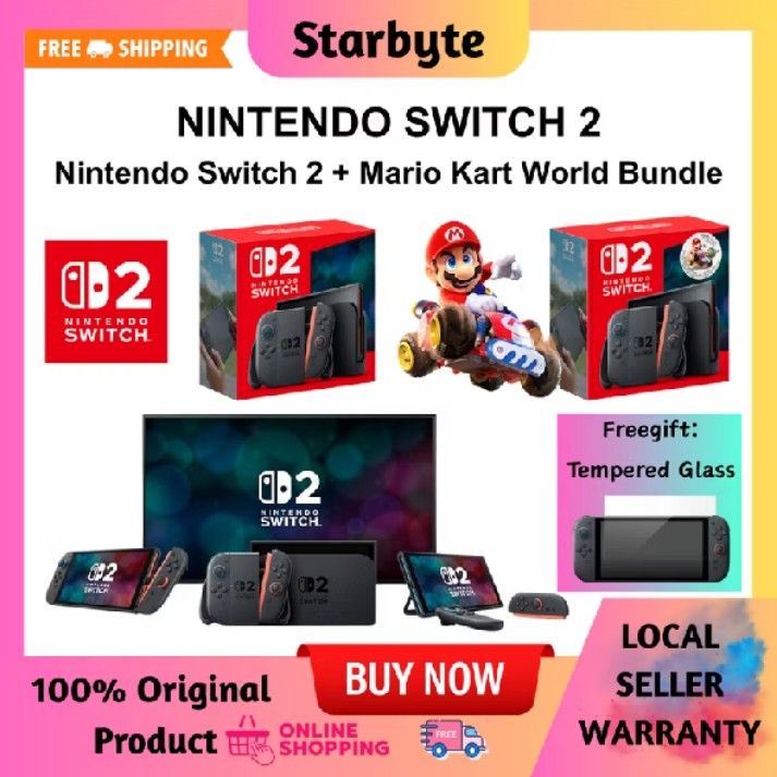 Nintendo Switch 2 + Mario Kart World Bundle, Video Gaming, Video Games ...