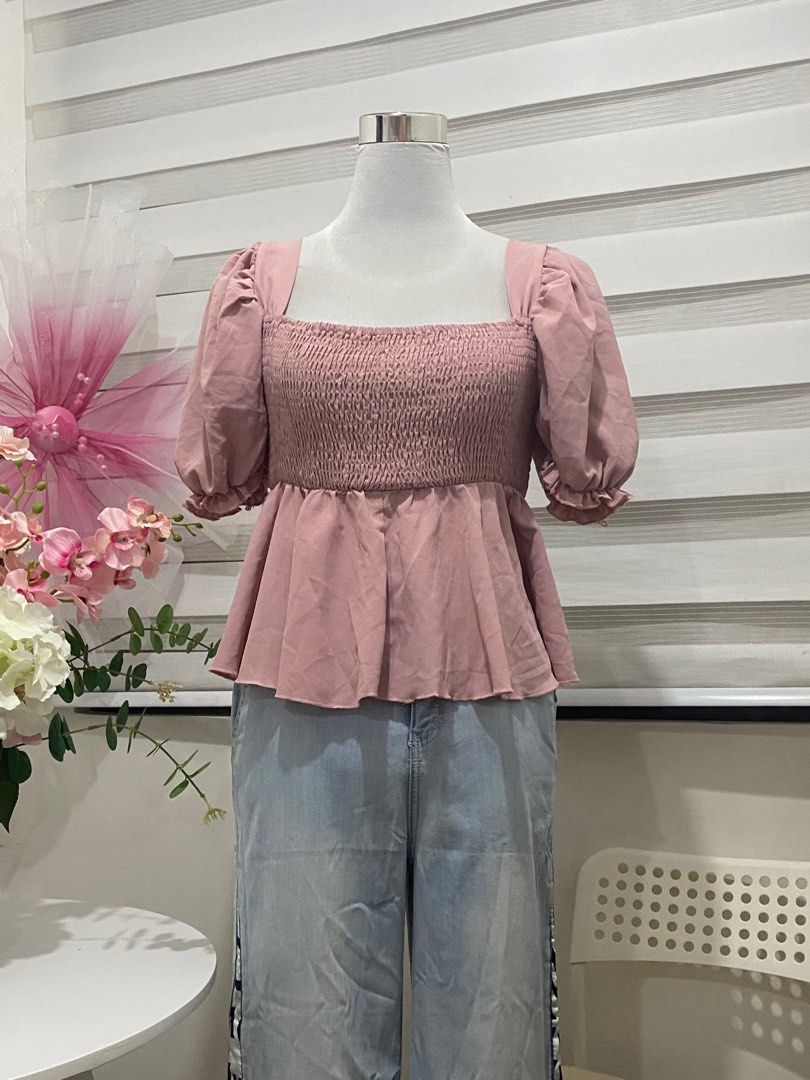 Peplum top - garterized (fits up to plus size) (Category: Blouses) located in Makati City. Submitted by mhilesposadas (Listing ID 1391352589, Image 1). Description: Garterized peplum top Fits XL-2XL (stretchy).