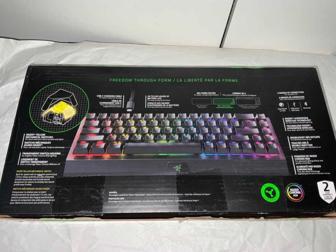 Razer BlackWidow V3 Mini HyperSpeed 65% (Category: Computer Keyboard) located in Manila. Submitted by 2025.gadgetspot (Listing ID 1391185861, Image 2). Description: selling for 5,800 original price: 8,100 brandnew, no issues, all authentic from RAZER US - complete accesories/ wires can do shipping / meetups 📍qc pm if interested. .