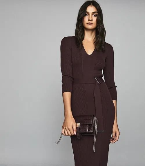 REISS Knit Bodycon Dress (Category: Dresses) located in Rizal. Submitted by jobeee_ph (Listing ID 1391308149, Image 1). Description: Only worn once. NO BELT. High Quality Ribbed Knit Dress from REISS (luxury brand) XS on Tag, fits up to Small Features: -Fits true to size -V-neck -Three quarter-length sleeves -Allover ribbed knit -Pullover style -Bodycon silhouette .
