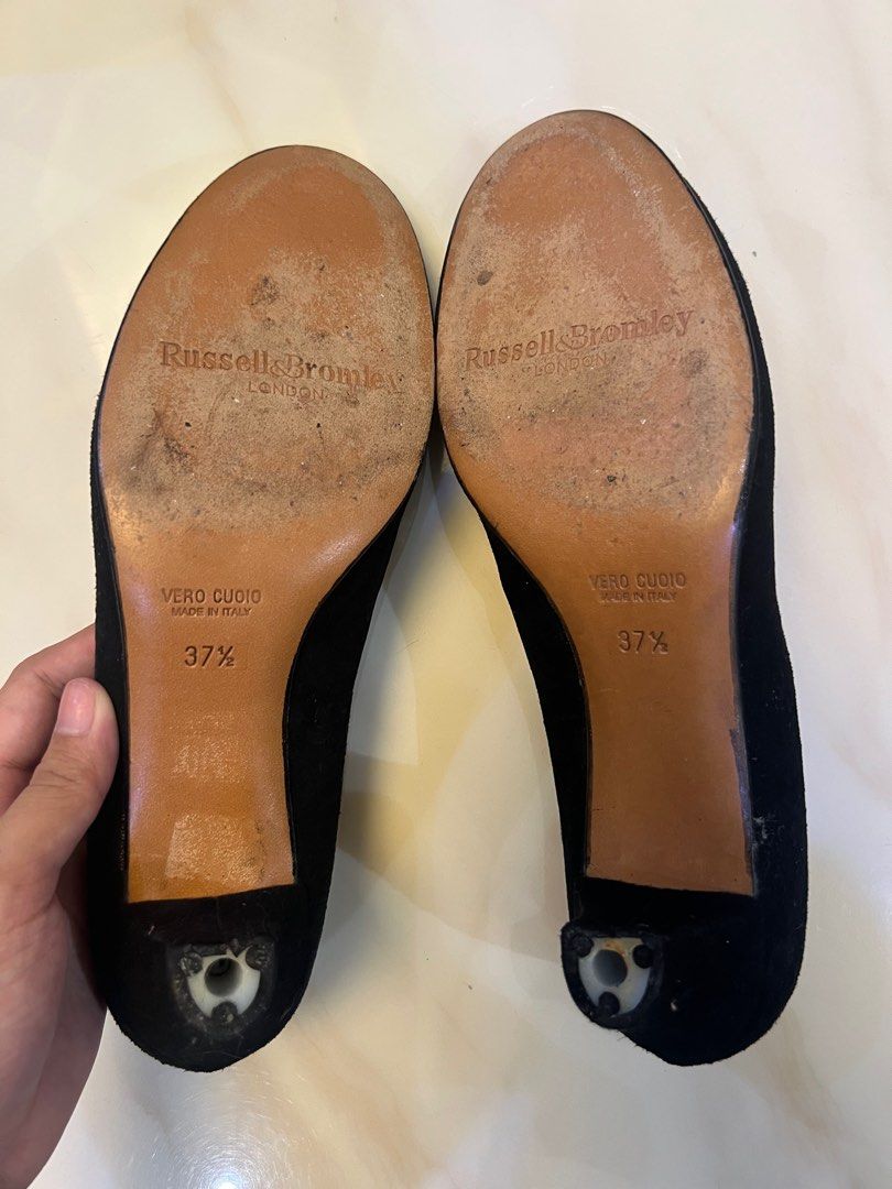 Russell and Bromley Black Suede (Category: Flats & Sandals) located in Manila. Submitted by jnzz__ (Listing ID 1391188635, Image 3). Description: Russell and Bromley Black Suede Heels - Size is 37 1/2 - Lightly used - Has flaws (Check the last picture) - Authentic PM if interested. Thank you!.