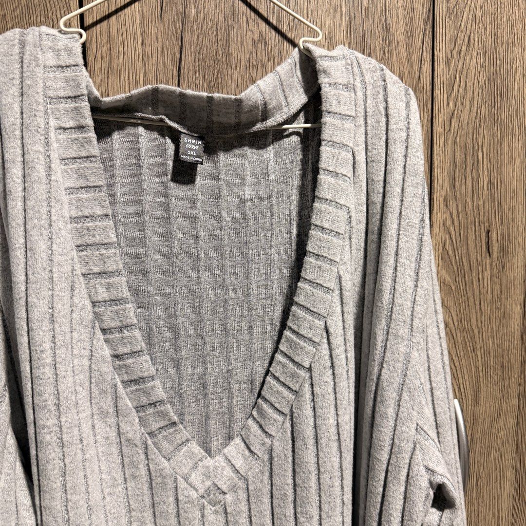 Shein Gray Plus Size Long Sleeves Outerwear - 1XL (Category: Coats, Jackets and Outerwear) located in Marikina City. Submitted by maya.declutters (Listing ID 1391237083, Image 2). Description: PERSONAL ITEMS / NOT FROM UKAY MOP: GCash / Bank Transfer Delivery: - Lalamove (7PM onwards) - J&T - Shipping fee will be shouldered by the buyer.