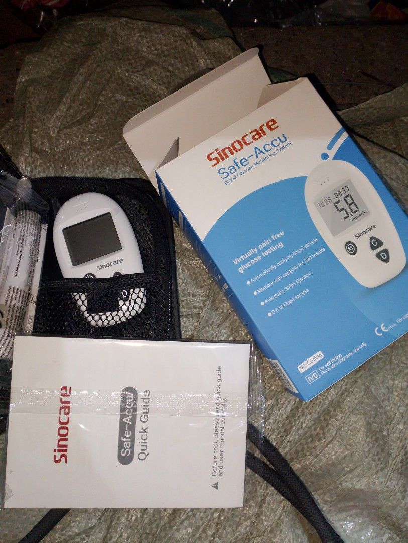 Sinocare pain free glucose test (Category: Health Monitors & Weighing Scales) located in Pasig City. Submitted by enajp82 (Listing ID 1391224005, Image 3). Description: glucometer only.