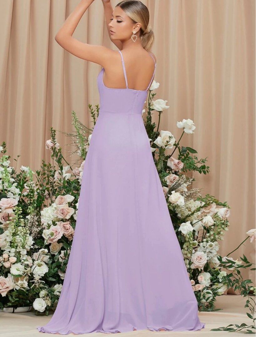 SMALL Shein wrap front solid maxi cami dress lavender purple violet (Category: Evening dresses & gowns) located in Cavite. Submitted by beabok (Listing ID 1391338578, Image 3). Description: Size small Purple lavender violet Shein wrap front solid maxi cami dress Used only once. Im from Silang, Cavite.